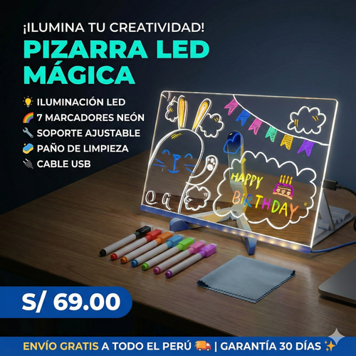Pizarra LED + 7 Plumones Neón