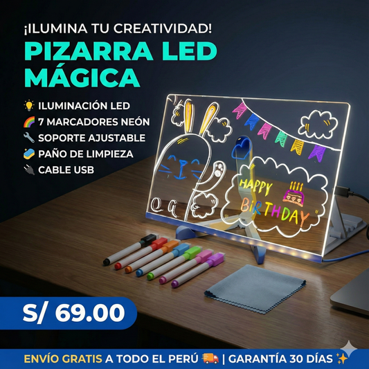 Pizarra LED + 7 Plumones Neón